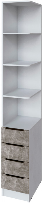 Угловое завершение Мадрид (0,35) с 4 ящ. правое, Белый/Ателье светлое