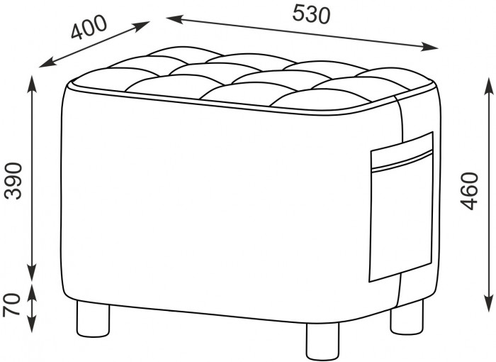 Банкетка 6-5127ТКВбеж Вики, цвет ткань бежевая, ШхГхВ 53х40х46 см.(прямоугольная тканевая банкетка на четырёх ножках)