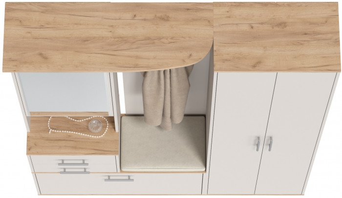 Прихожая 2-3430+2-3431дкз/к.с Домино - Комплект для прихожей, цвет дуб крафт золотой/кашемир серый, ШхГхВ 160х36х202 см., универсальная сборка