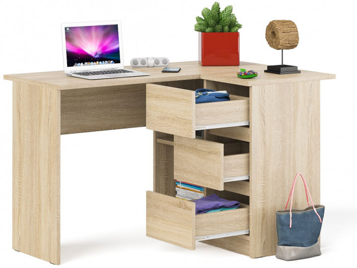 Мори компьютерный стол МС-16 правый, дуб сонома