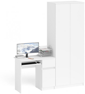 Мори Стол компьютерный МС-1 правый + Шкаф МШ800.1, цвет белый, ШхГхВ 170,4х50,4х209,6 см., выдвижной ящик справа, НЕ универсальная сборка