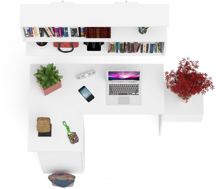 Мори Стол компьютерный МС-16 левый + Тумба ТМП400.1 + Полка 1200, цвет белый, ШхГхВ 164,8х84,9х209,6 см., НЕ универсальная сборка