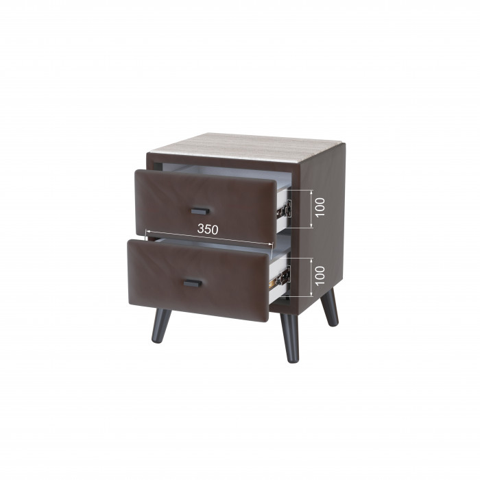 Тумба прикроватная интерьерная Пай коричневый/мдф сандал белый