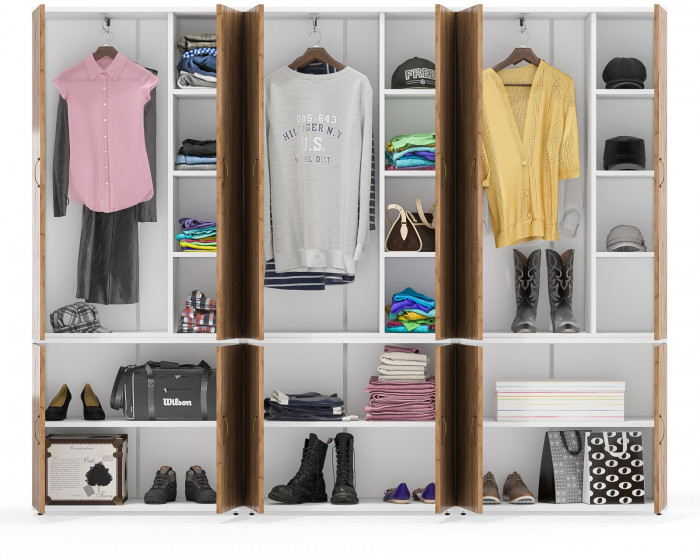 Лидер-8 Шкаф МД 20Б 3 шт., белый шагрень/крафт золото