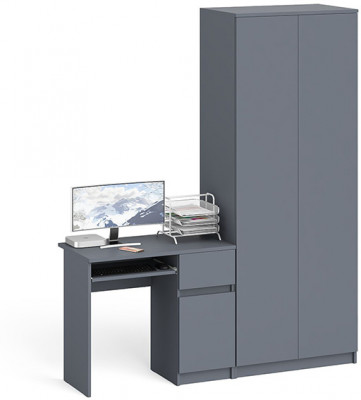 Мори Стол компьютерный МС-1 правый + Шкаф МШ800.1, цвет графит, ШхГхВ 170,4х50,4х209,6 см., выдвижной ящик справа, НЕ универсальная сборка