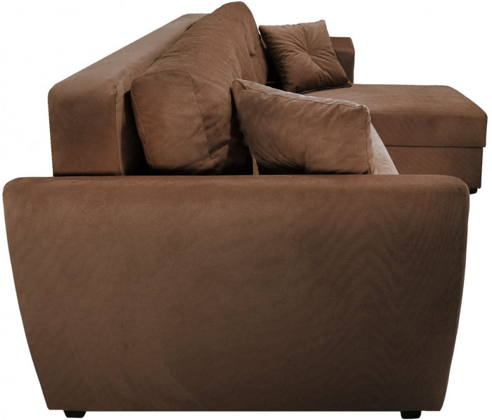Диван-кровать угловой Амстердам Люкс, 150х200, еврокнижка, независимый пружинный блок, велюр, коричневый