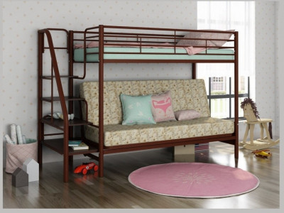 Двухъярусная кровать Мадлен-3 90/120х190 (Гобелен Марки, Коричневый)