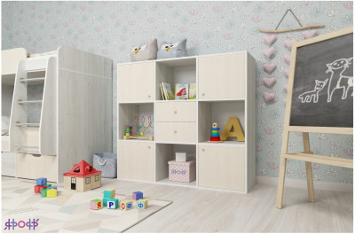 Стеллаж Джери (Дуб молочный/Винтерберг)