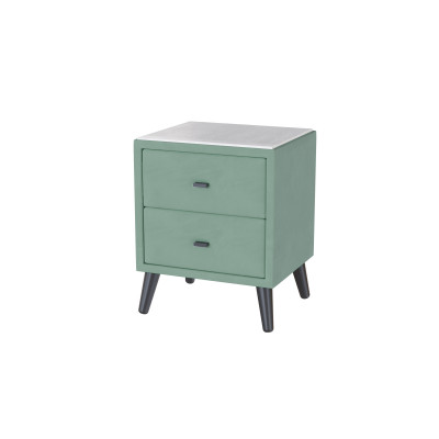 Тумба прикроватная интерьерная Пай мятный/мдф холст белый