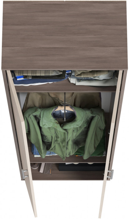 Прихожая 2-3430бод.тем/св Домино - Шкаф для одежды, цвет бодега тёмный/бодега светлый, ШхГхВ 60х36х202 см.