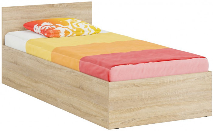 Кровать 0900 + Шкаф 2-х створчатый Стандарт, цвет дуб сонома, ШхГхВ 93,5х203,5х70 + 90х52х200 см., сп.м. 900х2000 мм., без матраса, основание есть