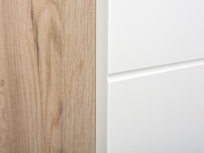 Лайн Прихожая № 02, цвет дуб крафт серый/фасады МДФ белый глянец, ШхГхВ 179,6х35,1х210 см., НЕ универсальная сборка