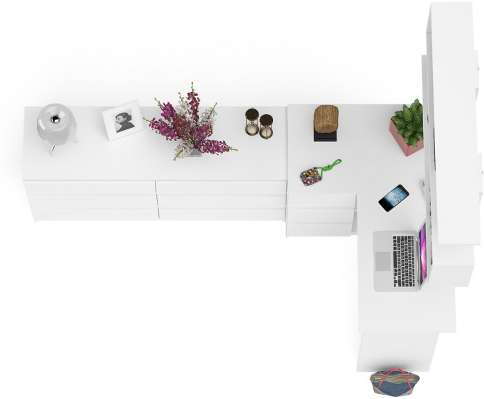 Мори компьютерный стол МС-16 левый + Комод МК1380.6 + Полка 1200, белый