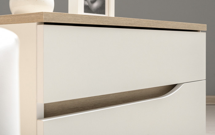 Муссон Кровать 11.41 + ортопед + Тумба 16.03 + Комод 13.97 + Зеркало СВК, цвет белый/дуб эндгрейн элегантный, сп. м. 1600х2000 мм., б/м