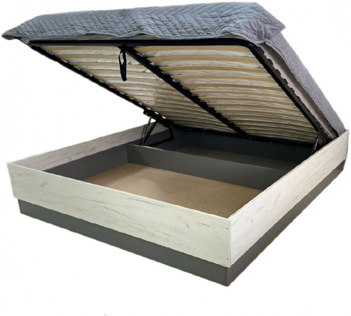 Бастион Кровать с п/м 1600 Дуб Крафт белый / Серый шифер