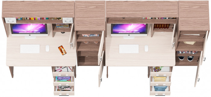 С-МД-СК9 Компоновка № 06, цвет ясень шимо светлый/ясень шимо тёмный, ШхГхВ 290х70х160 см., НЕ универсальная сборка