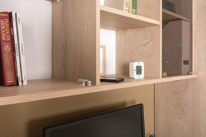 КР100 Бостон № 29, цвет дуб эндгрейн элегантный/фасады МДФ милк рикамо софт, 13.155+12.69+10.51+13.154, ШхГхВ 192,4х57,2х194,4 см., ун. сборка