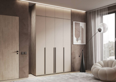 Норд Шкаф 4-х створчатый 1600 с антресолью, Крафт серый/Кашемир