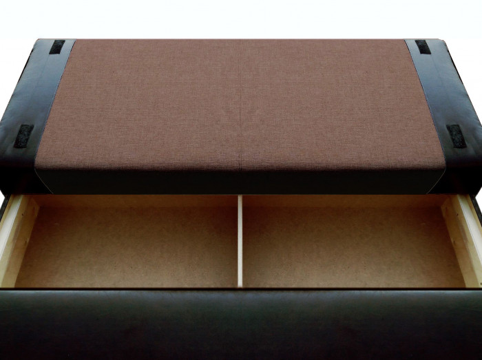 Диван-кровать Амстердам Мини, 150х195, еврокнижка, рогожка/экокожа, черно-коричневый