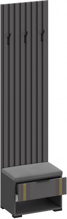 Эмэ Вешалка-Прихожая с тумбой В-3905, Графит/Графит, Золото