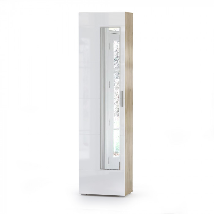 Лайн Прихожая № 04, цвет дуб крафт серый/фасады МДФ белый глянец, ШхГхВ 77х35х210 см., универсальная сборка