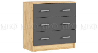 Бася Комод 3 ящика (Дуб крафт/ Графит)