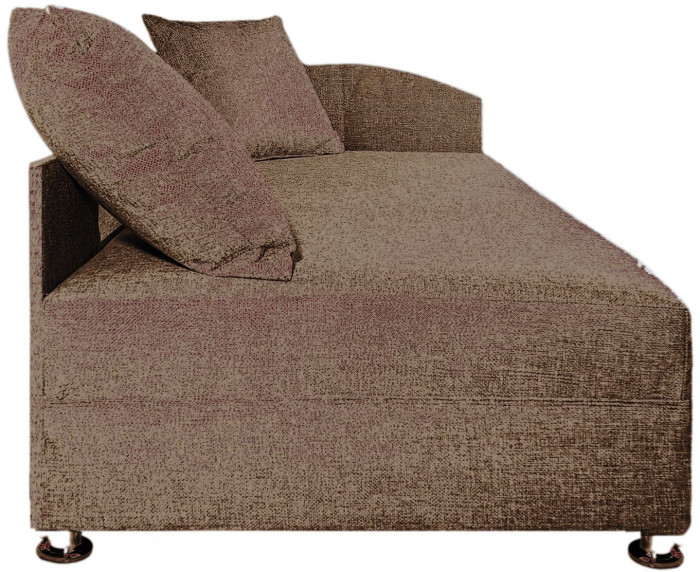 Кровать тахта односпальная 80х185, правый угол, рогожка, коричневый