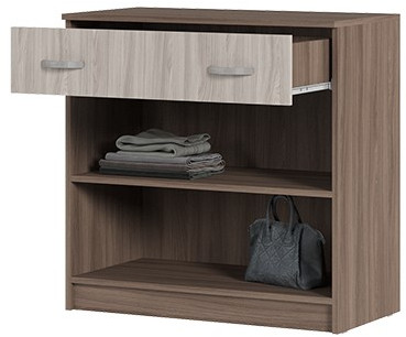 КМ 552М Бася ЛДСП комод 1 ящ. 2 ств. шимо темный/шимо светлый