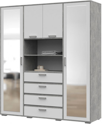 Денвер ШК-02 Шкаф с зеркалом (1800 х2020х504) ателье светлый/белый