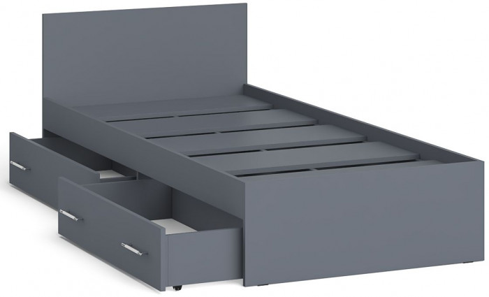 Мори Кровать с ящиками 0900, цвет графит, ШхГхВ 93,5х203,5х70 см., сп.м. 900х2000 мм., без матраса, основание есть
