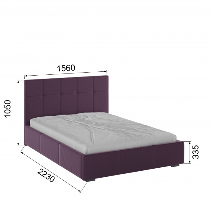 Рио Кровать интерьерная 140 винный квадрат, ортопед