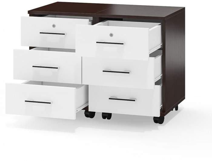 Две тумбы выкатных С-МД-3-02, цвет венге/белый шагрень, ШхГхВ 80х45х59 см.