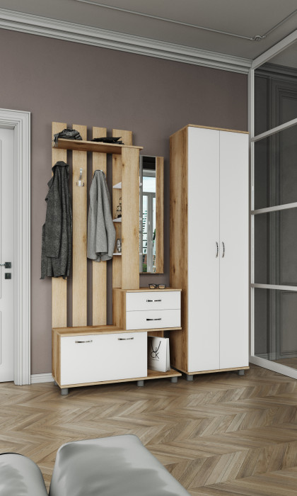 Модульная прихожая Микс-Арт, Дуб делано/Белый