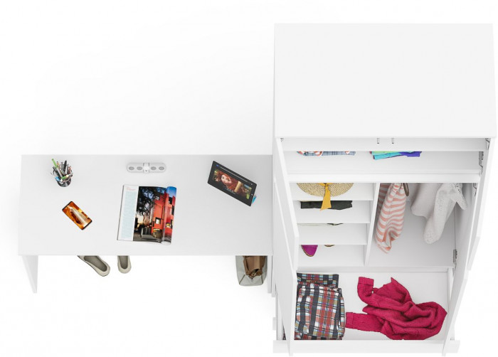 Мори Стол письменный МСП1200.1 + Шкаф МШ900.1 + Антресоль МА900.1, цвет белый, ШхГхВ 210,8х50,4х234,2 см., универсальная сборка