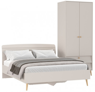 Афина Спальня Кровать 1600 + Шкаф 2-х дверный, кашемир серый