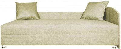 Кровать тахта односпальная 80х185, правый угол, рогожка, бежевый