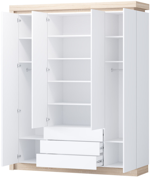 Астра Шкаф №3, Белый глянец/Сонома (подсветка)