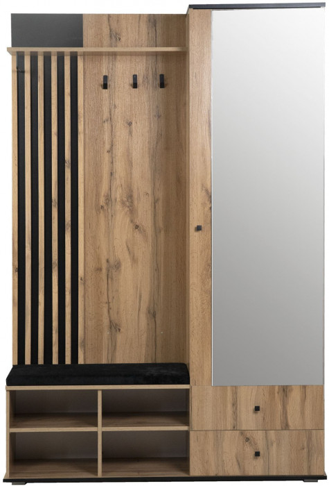 Шкаф для прихожей Либерти 51.22 (опора h20) Дуб вотан/Черный