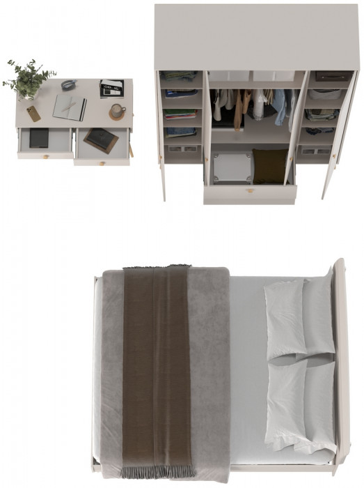 Афина Спальня 14-1600, цвет кашемир серый, сп.м. 1600х2000 мм., б/м, основание есть - фанера