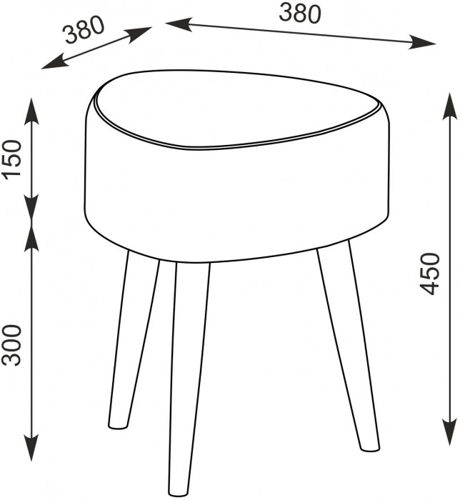 Банкетка 6-5134ТКбеж Ева, цвет ткань бежевая с рисунком, ШхГхВ 38х38х45 см.(банкетка на трёх ножках), цвет ножек: тик