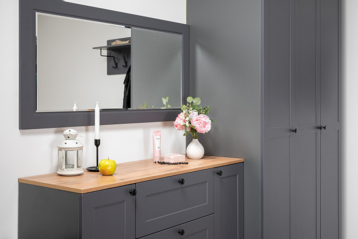 Остин Прихожая 20, цвет серый графит/дуб крафт золотой, ШхГхВ 160х54,3х229,6 см., универсальная сборка