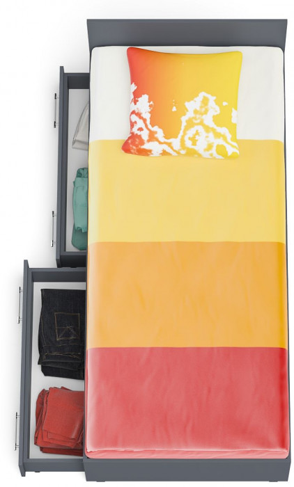 Мори Кровать с ящиками 0900, графит