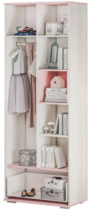 "Малибу" ШК-18 Шкаф (802х2176х460) ясень белый/айскрим/белый фп