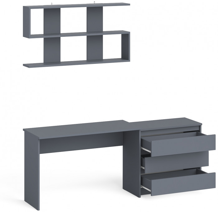 Мори письменный стол МСП1200.1 + Комод МК800.1 + Полка 1200, графит