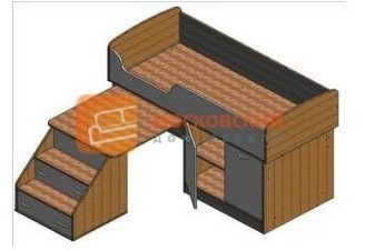 Детская кровать-чердак Дюймовочка-2, Дуб молочный / Венге