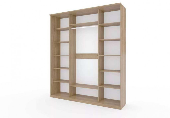 Шкаф купе Модерн 2076х600 3-х дверный 3-х секционный зеркальный с пескоструем №4 ясень