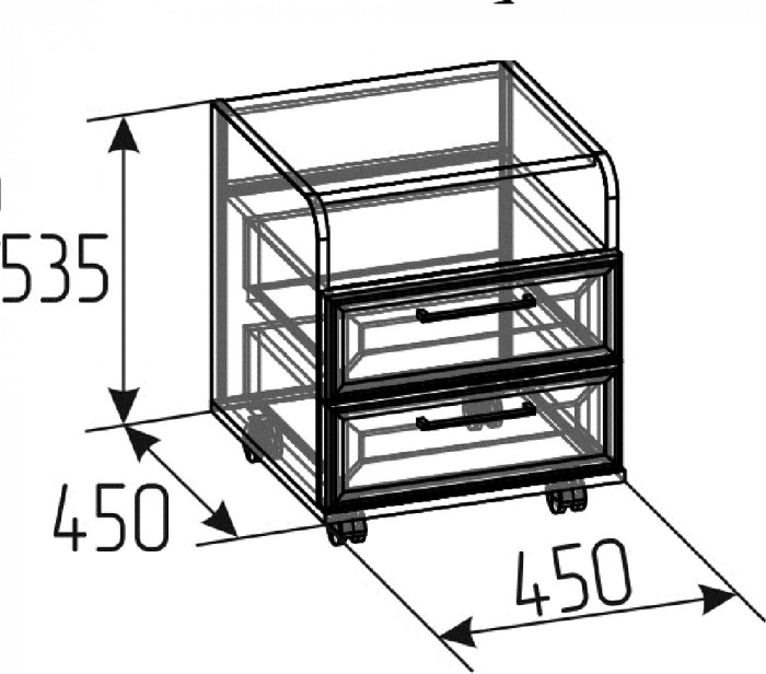 Тумба офисная Аурелио 94, Антрацит-Блеквуд Сатиновый