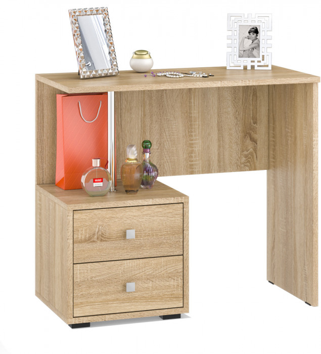 Камелия спальня № 13 Кровать с ящиками 1200 + Две тумбы + Стол косметич. + Зеркало, цвет дуб сонома, сп.м. 1200х2000 мм., б/м, основание есть