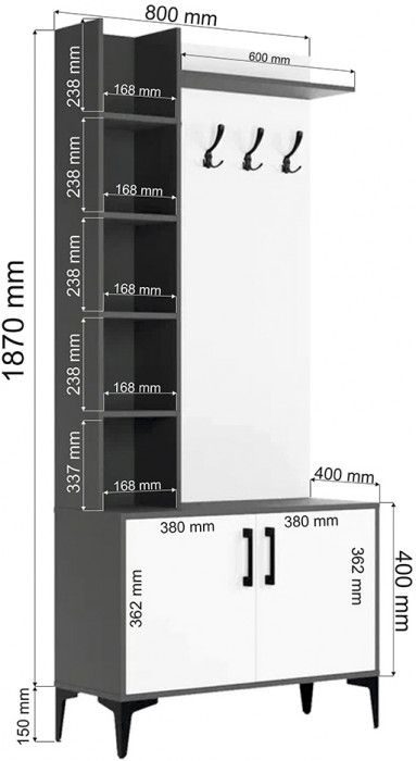 Прихожая Пекин, Графит, Белый
