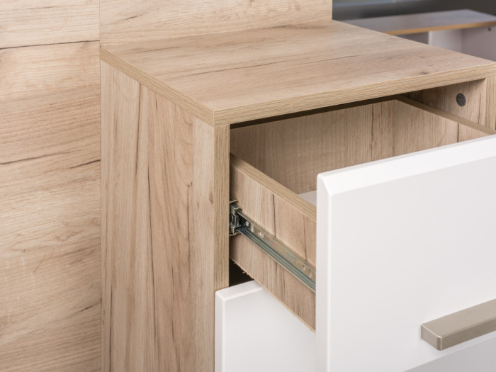 Лайн Прихожая № 07, цвет дуб крафт серый/фасады МДФ белый глянец, ШхГхВ 201,6х35,1х210 см., НЕ универсальная сборка